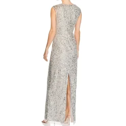 Beaded Cowl Neck Formal Dress