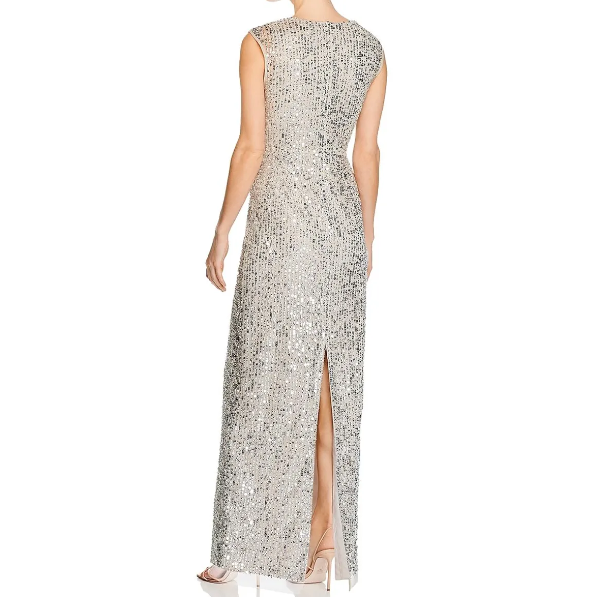 Beaded Cowl Neck Formal Dress