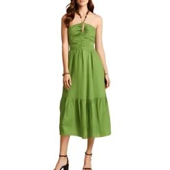 Beaded Halter Midi Dress