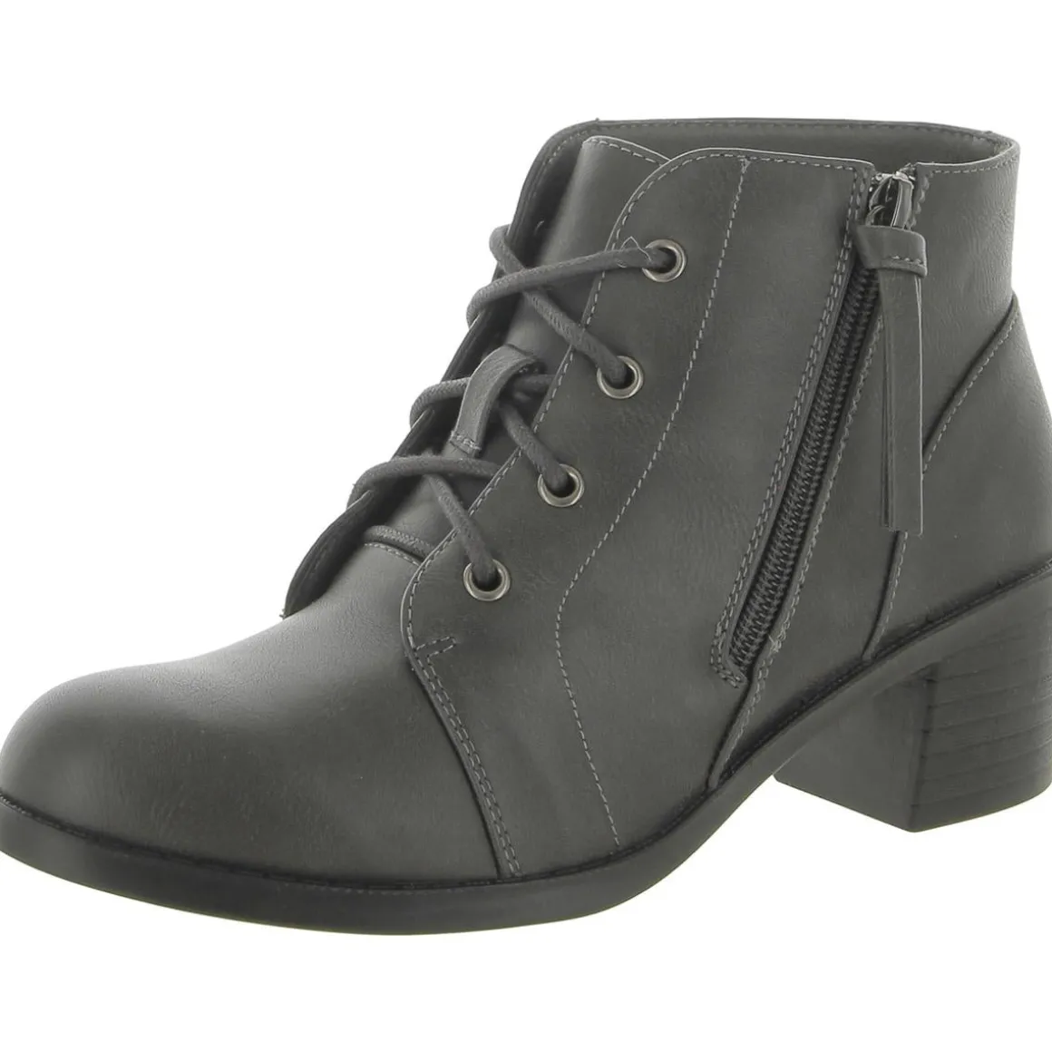 Becker Faux Leather Block Heel Ankle Boots