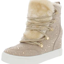 Becoming Rhinestone Faux Fur Lined Ankle Boots