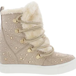 Becoming Rhinestone Faux Fur Lined Ankle Boots