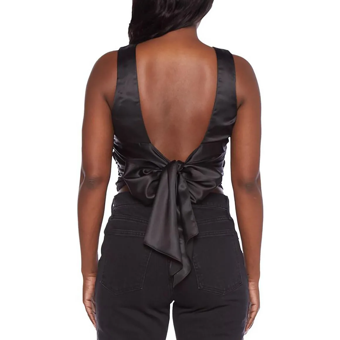 Bee Darlin Juniors Satin Open Back Halter Top