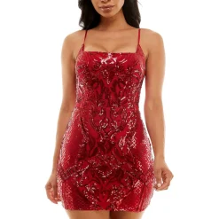 Bee Darlin Juniors Sequined Mesh Bodycon Dress