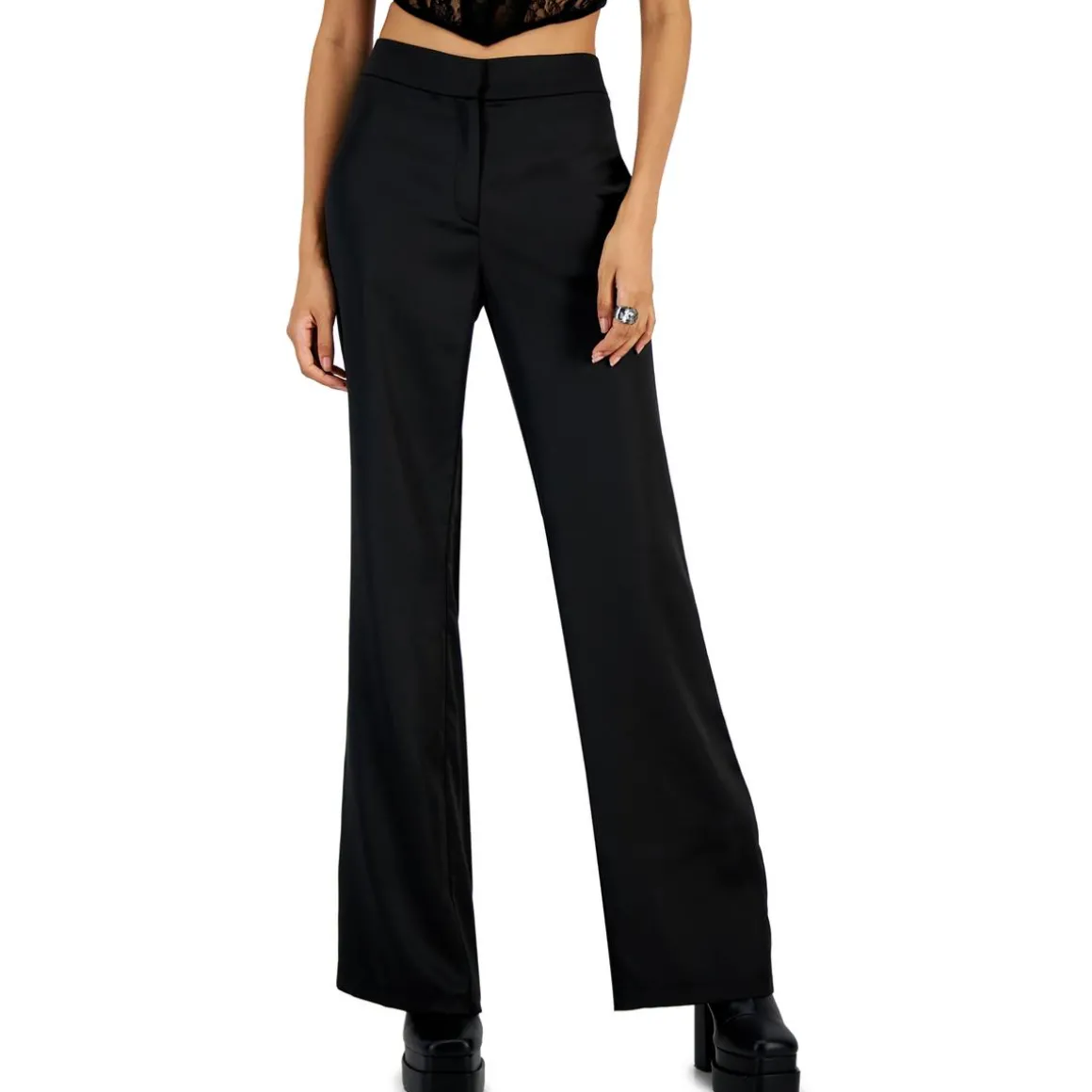 Bee Darlin Juniors Solid Satin Straight Leg Pants