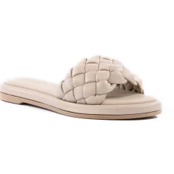 Bellissima Faux Leather Woven Slide Sandals