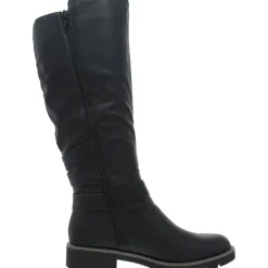Blakelyy Faux Leather Buckle Knee-High Boots