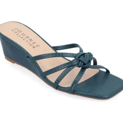 Blayke Faux Leather Slip-On Wedge Sandals