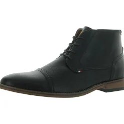 Blaze Faux Leather Lace-Up Chukka Boots