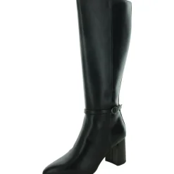Block Heel Faux Leather Knee-High Boots