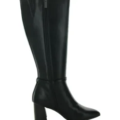 Block Heel Faux Leather Knee-High Boots