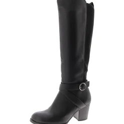 Block Heel Faux Leather Knee-High Boots