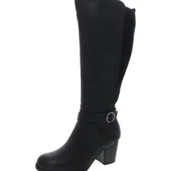 Block Heel Faux Leather Knee-High Boots