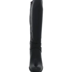 Block Heel Faux Leather Knee-High Boots