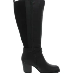 Block Heel Faux Leather Knee-High Boots