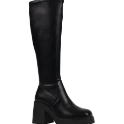 Block Heel Faux Leather Knee-High Boots