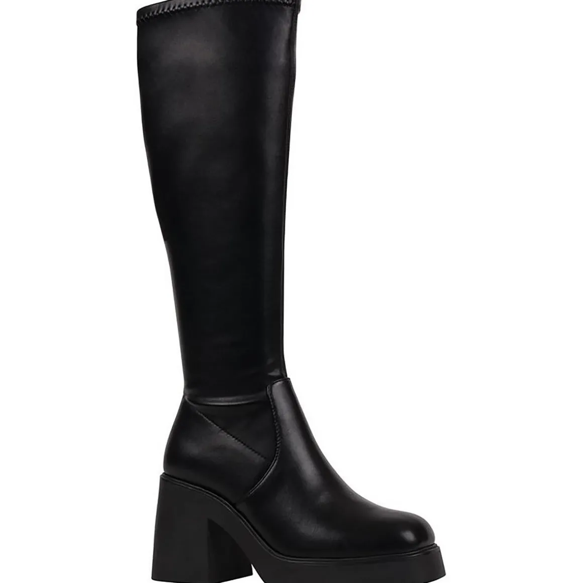 Block Heel Faux Leather Knee-High Boots