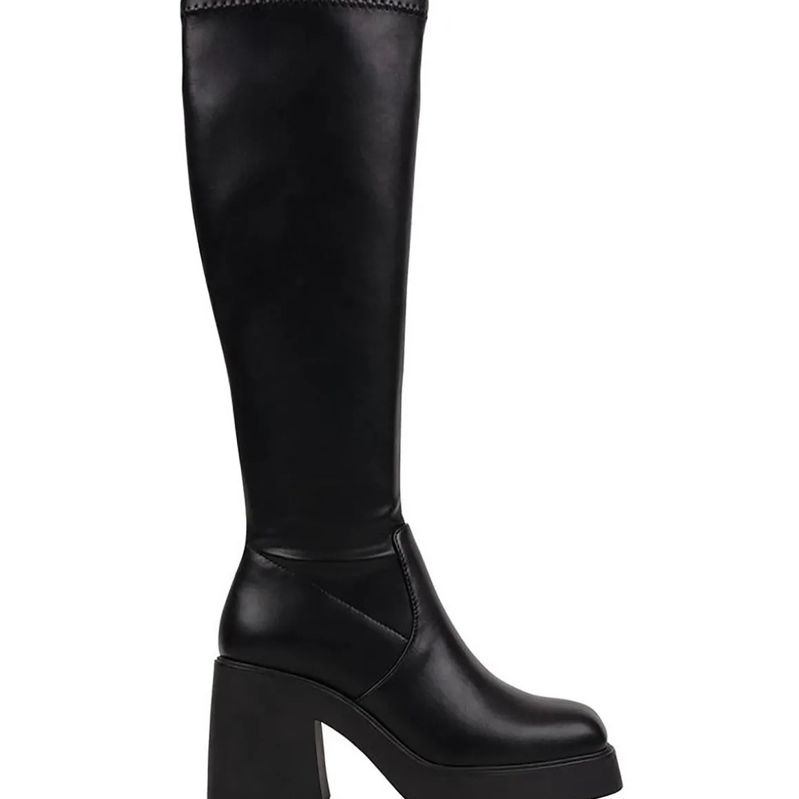 Block Heel Faux Leather Knee-High Boots