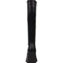 Block Heel Faux Leather Knee-High Boots