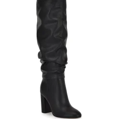 Block Heel Faux Leather Knee-High Boots