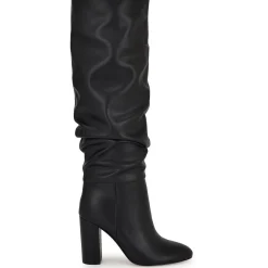 Block Heel Faux Leather Knee-High Boots