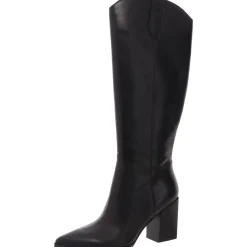 Block Heel Faux Leather Knee-High Boots