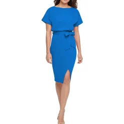 Blouson Belted Cocktail and Party Dress