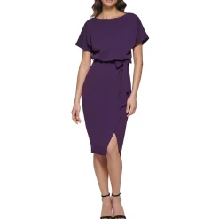 Blouson Split Wrap Dress