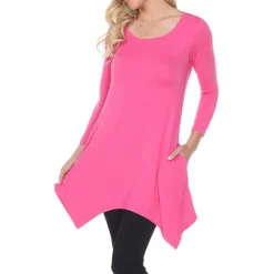 Boatneck Handkerchief Hem Tunic Top