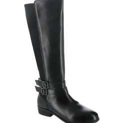 Bonnie Leather Stacked Heel Knee-High Boots