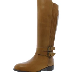 Bonnie Leather Stacked Heel Knee-High Boots