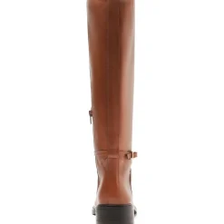 Bota Salto Baixo Solid Leather Knee-High Boots