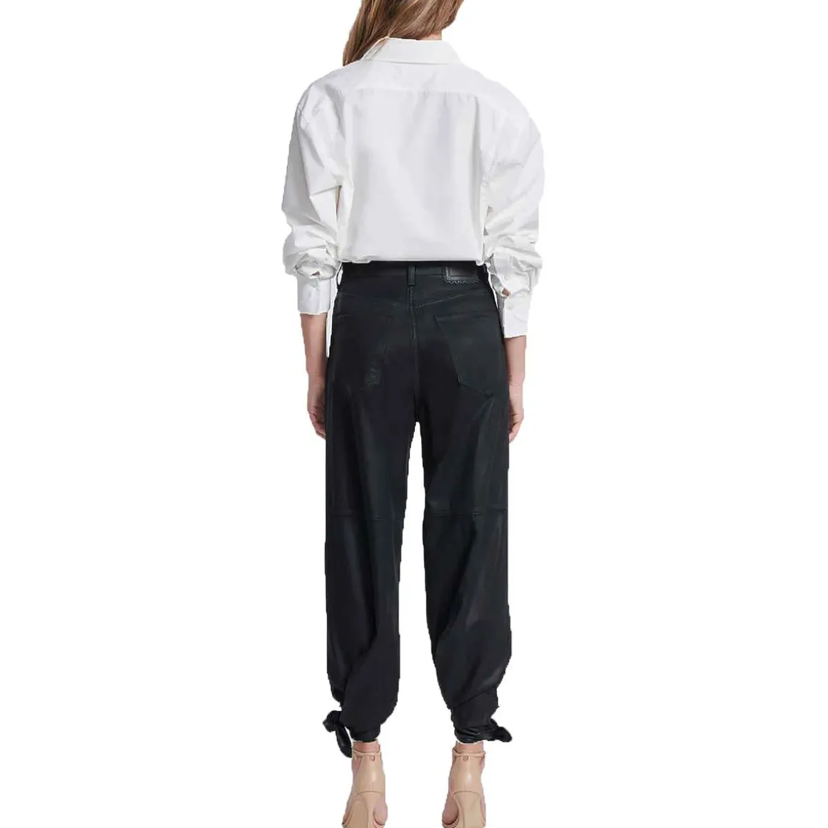 Bow Tie Coated Denim Wide Leg Jeans