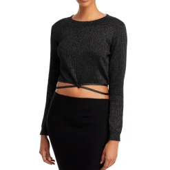 Bowery Glitter Tie Hem Pullover Top
