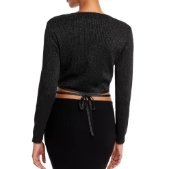 Bowery Glitter Tie Hem Pullover Top