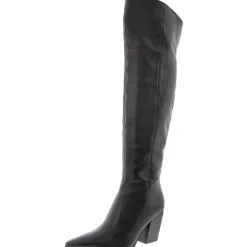 BRAMBLE Zipper Leather Over-The-Knee Boots