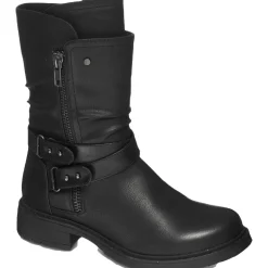 Brandy Ruched Faux Leather Mid-Calf Boots