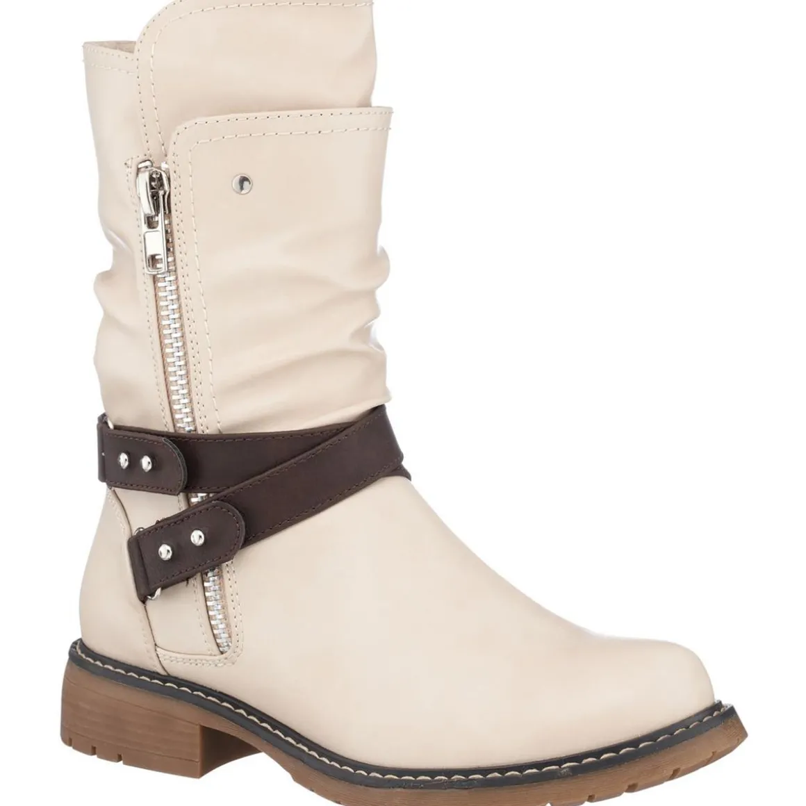 Brandy Ruched Faux Leather Mid-Calf Boots