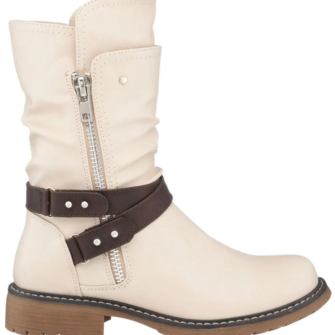 Brandy Ruched Faux Leather Mid-Calf Boots