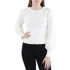 BREELA Ribbed Trim Cotton Pullover Sweater