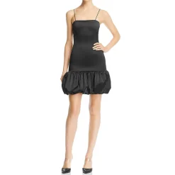 Bubble Hem Sleeveless Spaghetti Strap Mini Sheath Dress