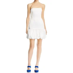 Bubble Hem Sleeveless Spaghetti Strap Mini Sheath Dress