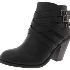 Buckle Faux Leather Ankle Boots