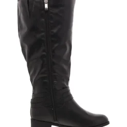 Buckle Faux Leather Knee-High Boots