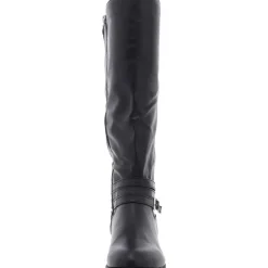 Buckle Faux Leather Knee-High Boots