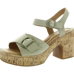 Buckle Leather Platform Sandals