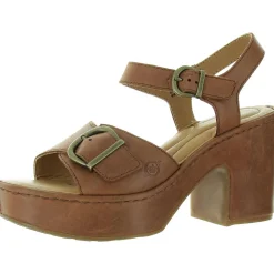 Buckle Leather Platform Sandals