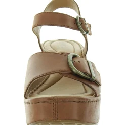 Buckle Leather Platform Sandals