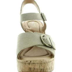 Buckle Leather Platform Sandals