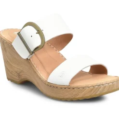 Buckle Leather Wedge Sandals